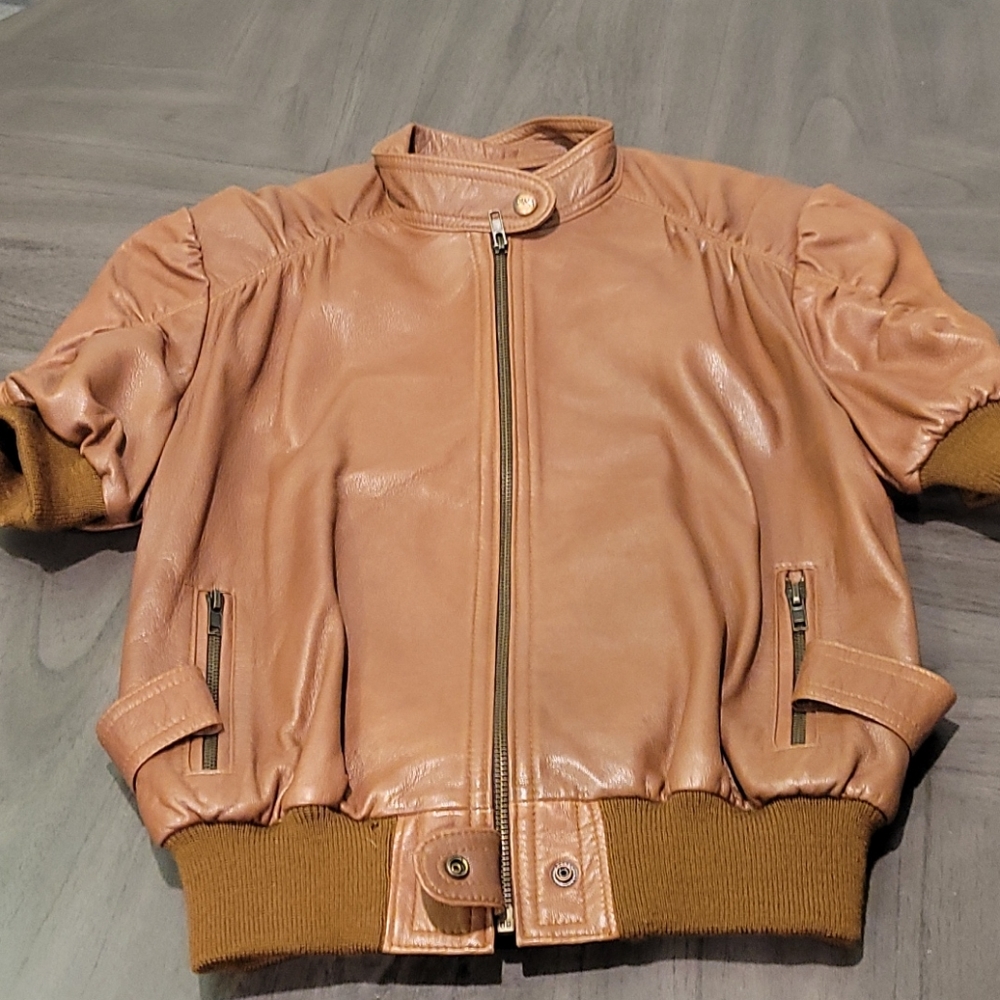 Brown Genuine 100% Leather Shortsleeve Lea